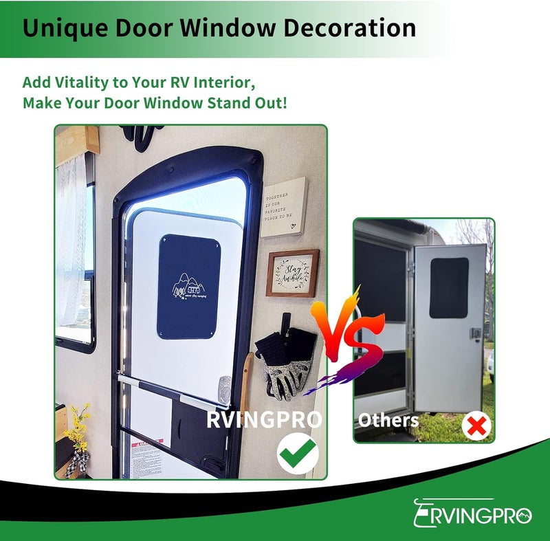 RVINGPRO RV Door Window Shade, 16 Inch X 24.75 Inch Camper Door Window Cover, Privacy Protector, UV Rays Protection, Never Stop Camping - Image 4